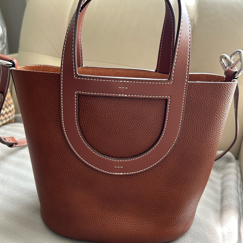 Brown Leather Bucket Bag